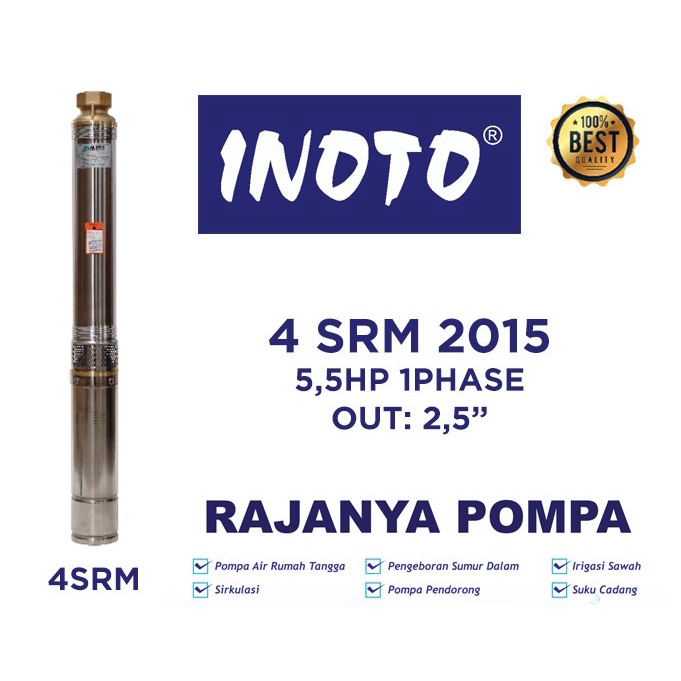 INOTO 4SRM 2015 5,5hp kabel pendek submersible output 2,5 inch 2 1/2 dim 5.5 HP 5,5 casing sumur 4 i