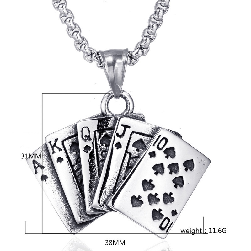 New men's fashion poker Pendant Necklace punk jewelry