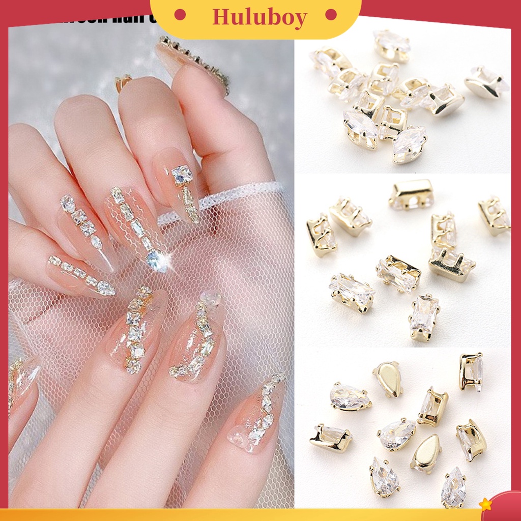 Huluboy Huluboy♡ 1 Set Ornamen Kuku 3D Bahan Metal Tahan Karat Untuk Manicure Charms