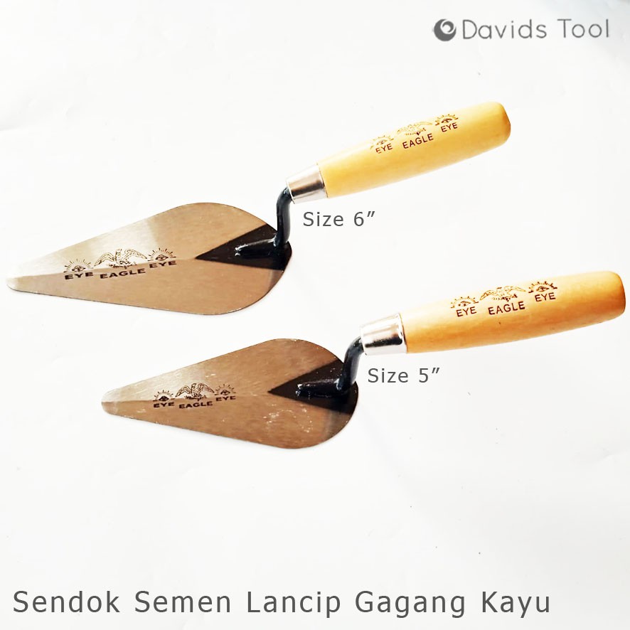 Sendok Semen Cetok Lancip Gagang Kayu