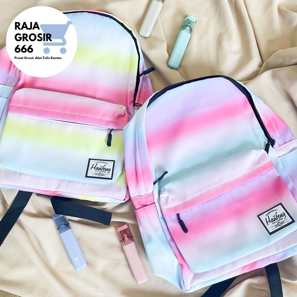 TAS RANSEL GRADASI WATER PROOF ANTI AIR OMBRE NEW GENERATION BACKPACK FASHION LUCU IMUT TAHAN AIR HU