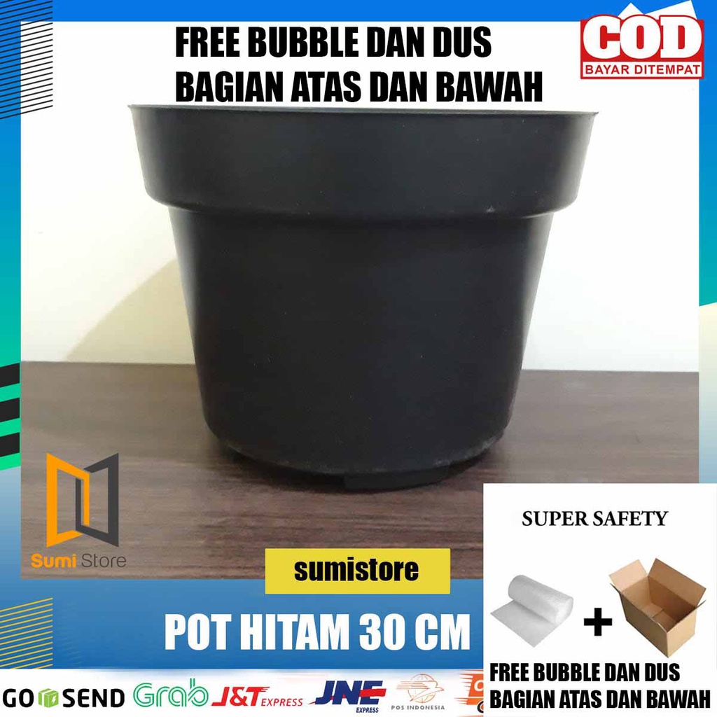 Pot Hitam Besar No 30 Diameter 30 cm Pot Bunga Tanaman Plastik 30 JM Jumbo Termurah