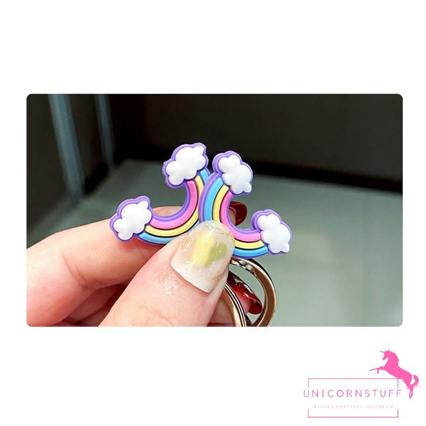 Gantungan Unicorn dengan Motif Bintang Tas Sekolah Kunci Anak Cewek Perempuan