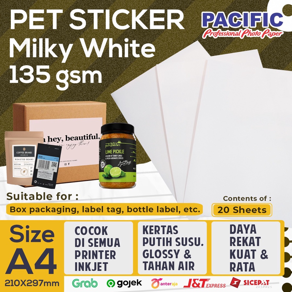 

Kertas Stiker Milky White / Sticker Paper Vinyl Inkjet 135 gsm