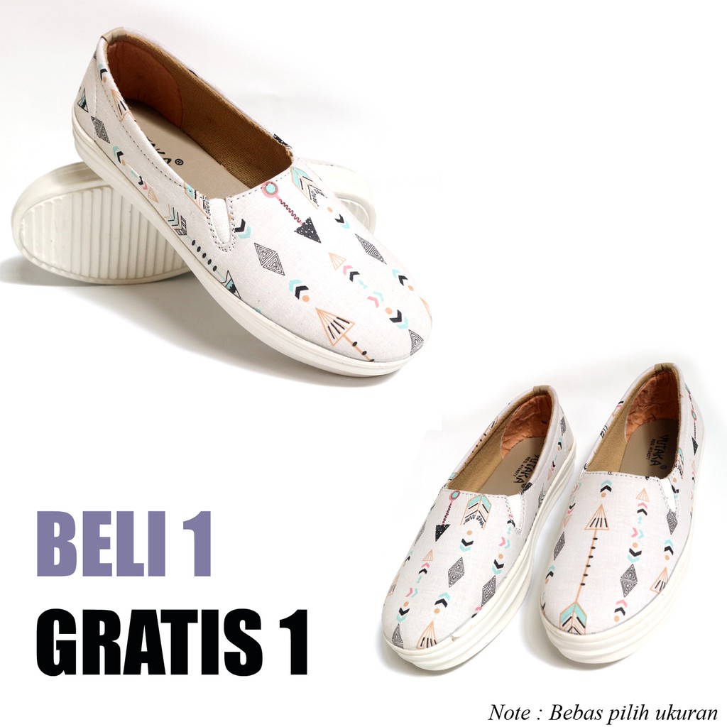 Sepatu Wanita Slip On Cute Arrow CA-01 Beli 1 Gratis 1