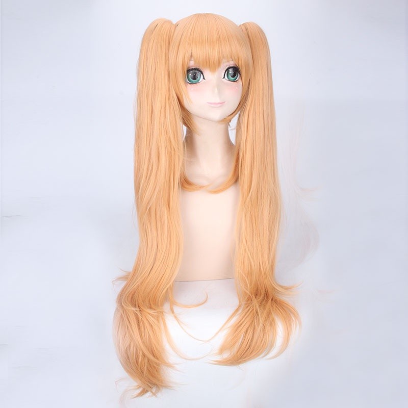 LOL-123 wig clip on rambut palsu cosplay blonde naruto twintail