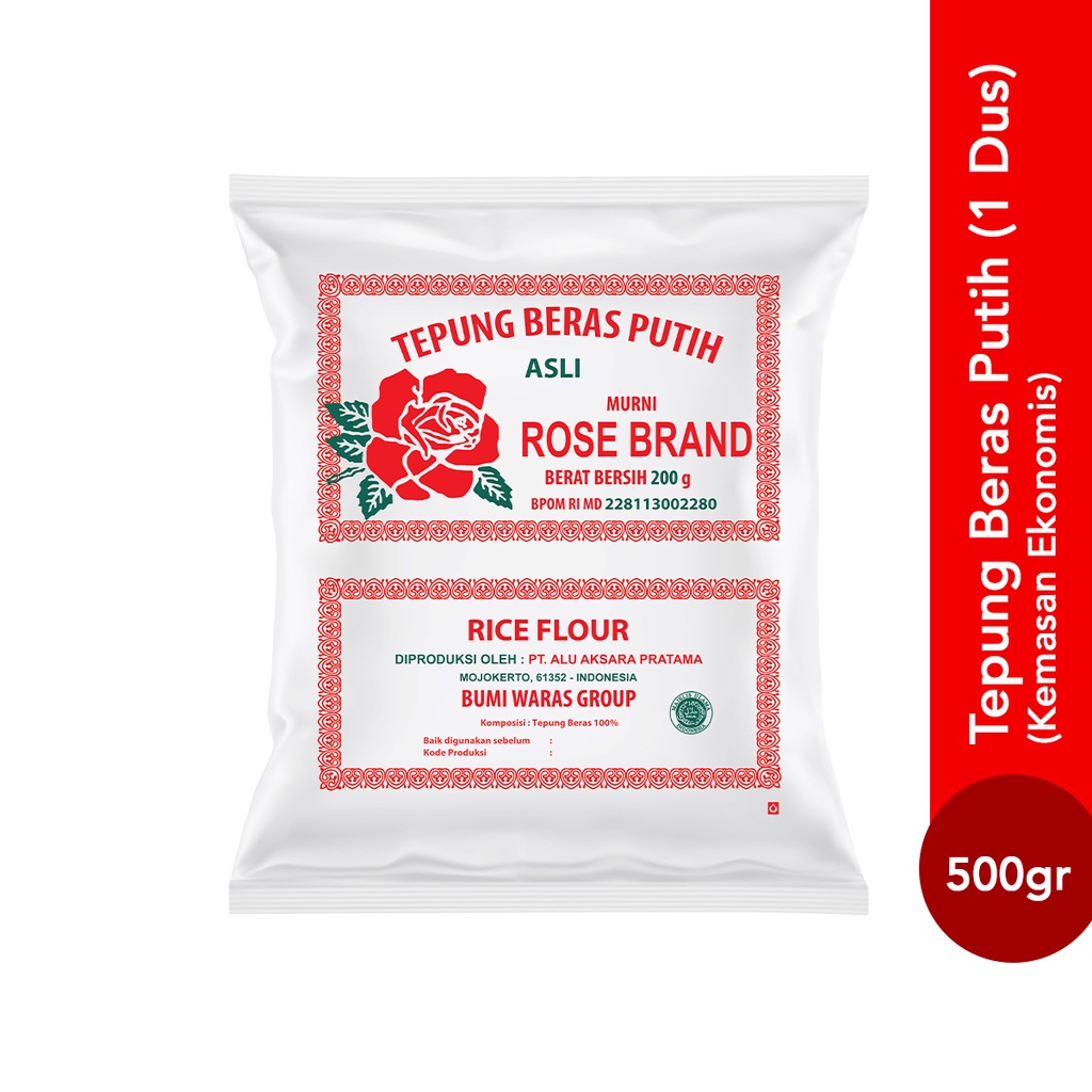 TEPUNG BERAS ROSE BRAND (KEMASAN EKONOMIS) - 500 Gram / TEPUNG BERAS PUTIH ASLI / RICE FLOUR ORIGINAL