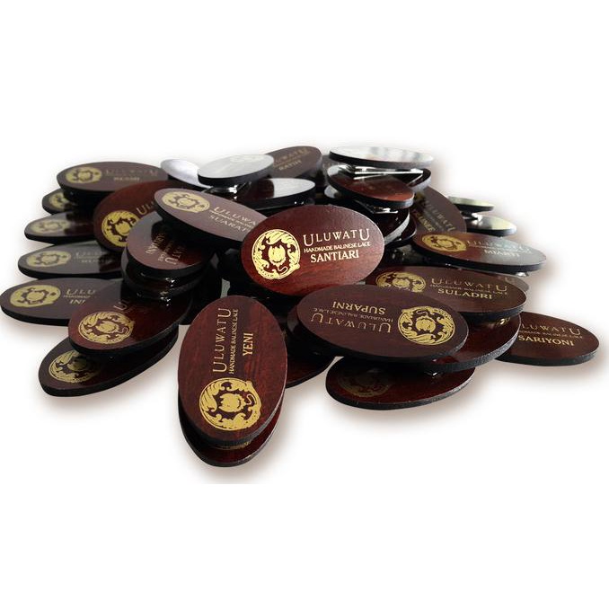 

best seller] Name Tag Wood Silkprint / Nama Dada Kayu Sablon