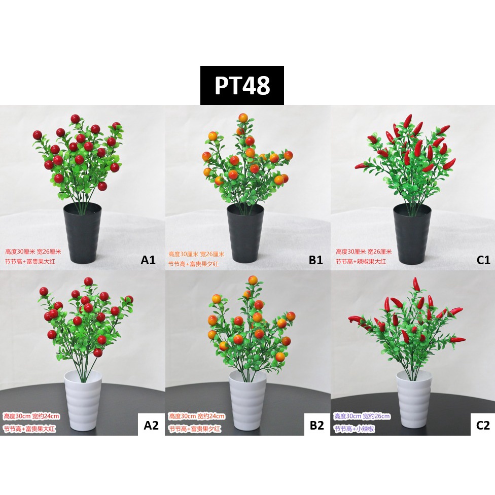 FYGALERYSURABAYA PT48 Pot Tanaman Hias Bunga Hias Plastik Ornamen Pot Bongsai Artificial Flower Decoration