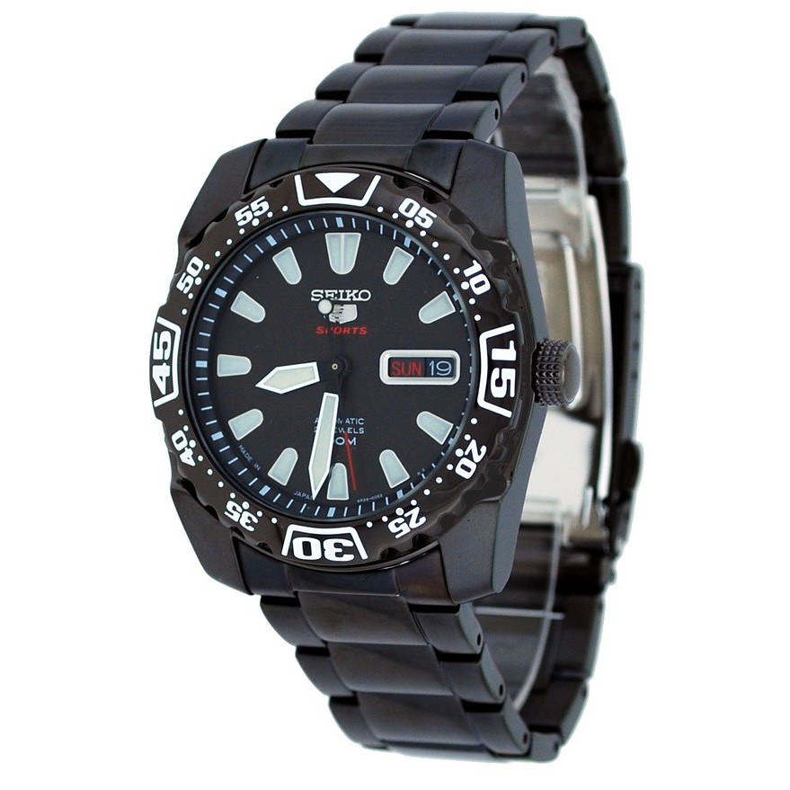 Seiko 5 Sports SRP169K1 Black IP Bracelet - Jam Tangan Pria SRP169