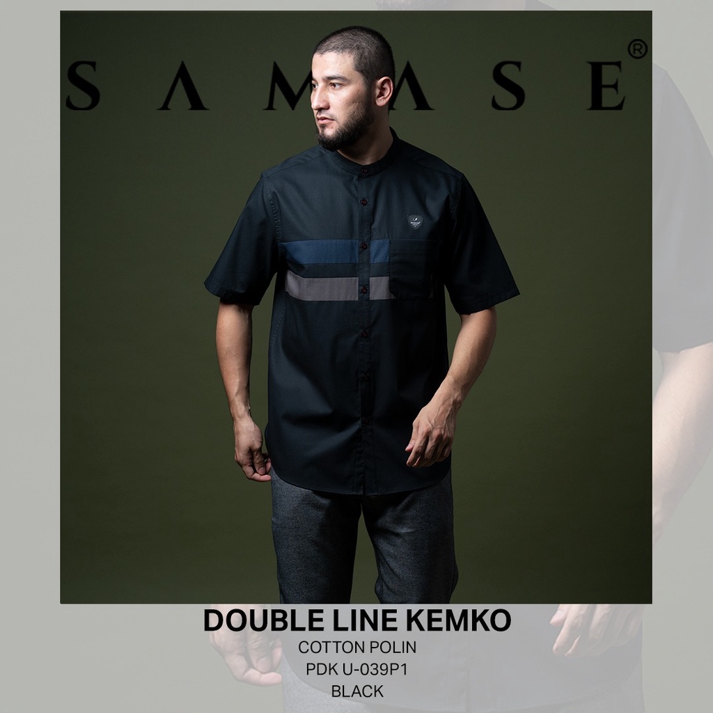 SAMASE Double Line Kemko U039P  Kemeja Koko Lengan Pendek  Samase