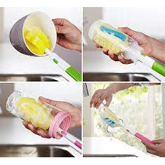 Pembersih Botol Susu Bayi - Sponge + Tongkat - Spons Spon Serbaguna