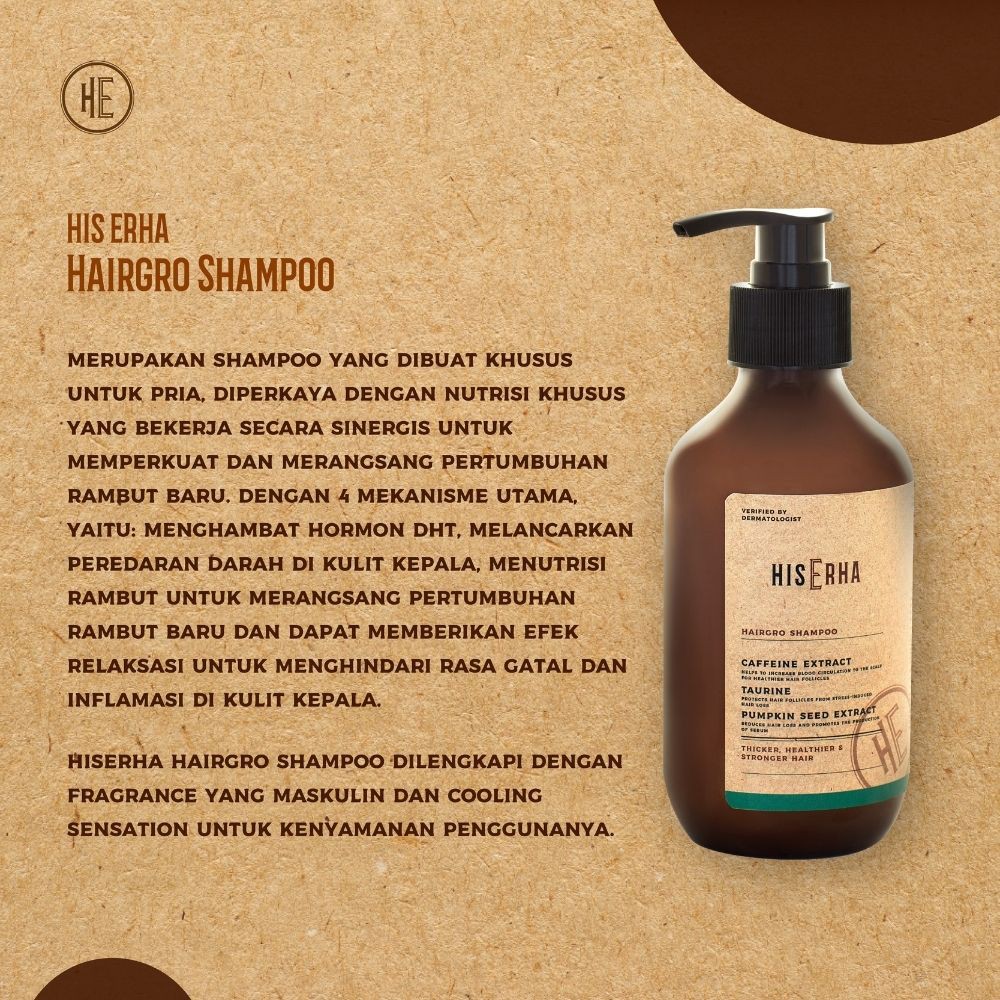 HISERHA Bundling Hairgro Series - Shampoo + Tonik Anti Rontok Khusus Pria-1