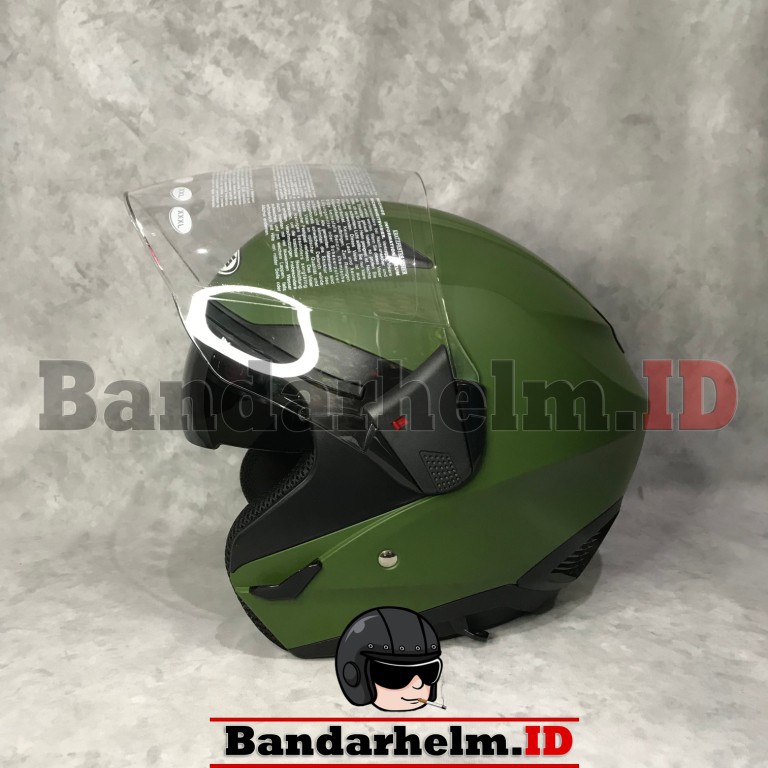 Helm Half Face Zeus 611 Hijau Army