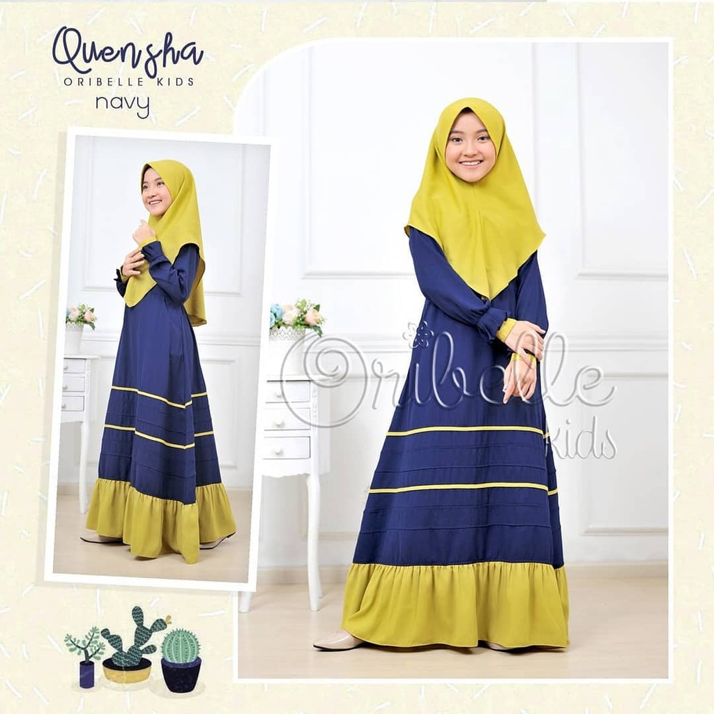 [✅COD] Quensha Syari Kids /Gamis Anak Perempuan/Baju Muslim Anak - UMUR USIA 7 8 9 10 11 12 13 TAHUN