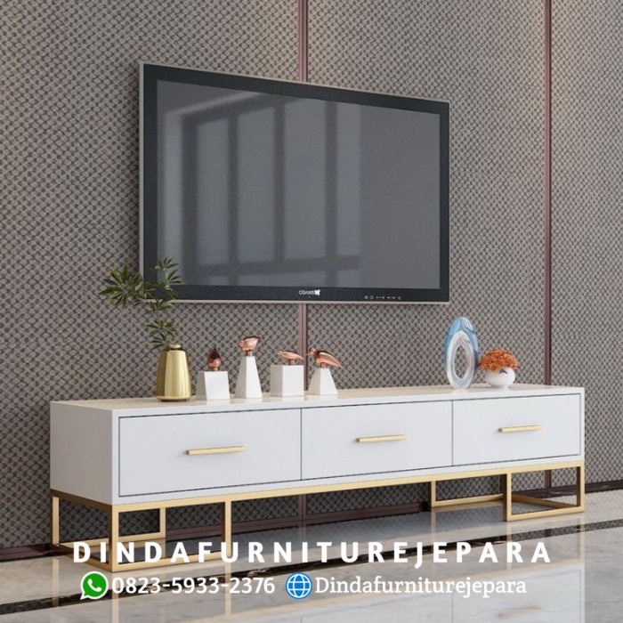 CREDENZA MINIMALIS TV - MEJA TV MODERN KAKI BESI - MEJA TV