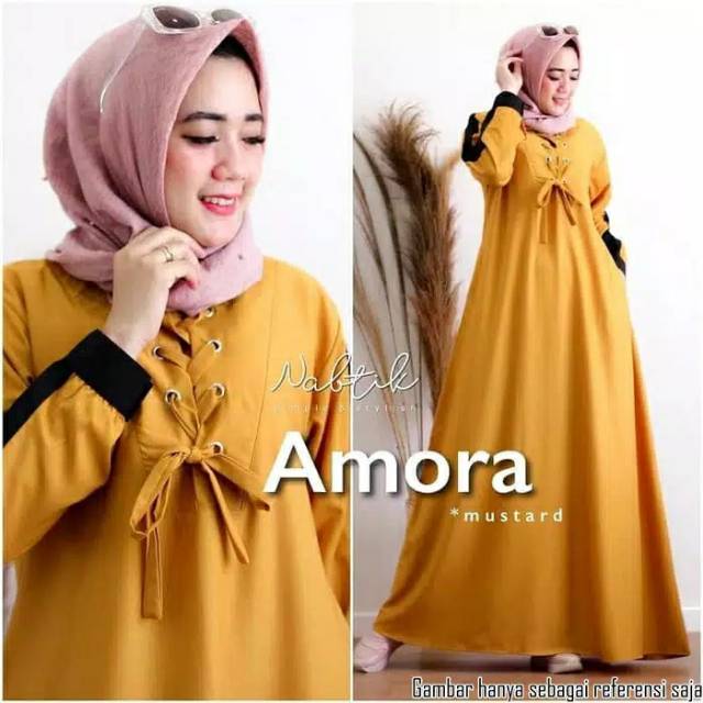 Amora Dress . Gamis Wanita Mosecrepe
