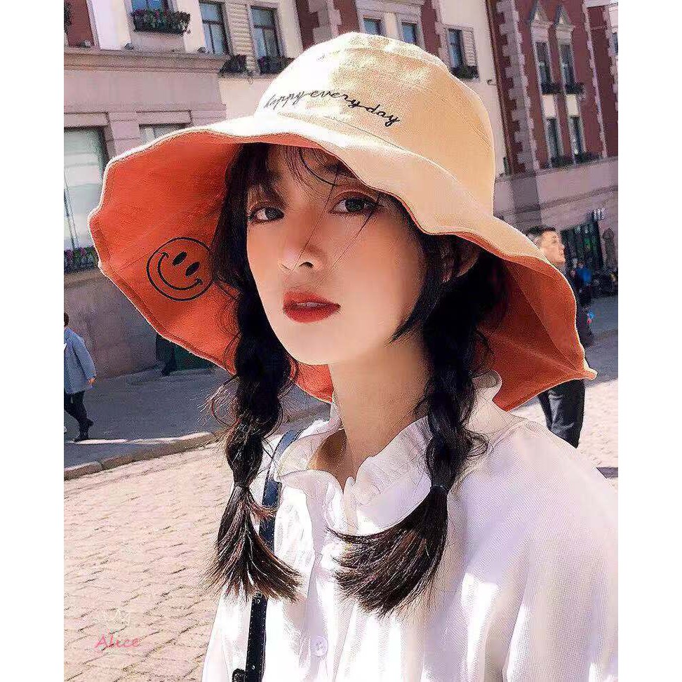 Topi Bucket Fisherman 2 Sisi Gaya Korea Casual untuk Wanita