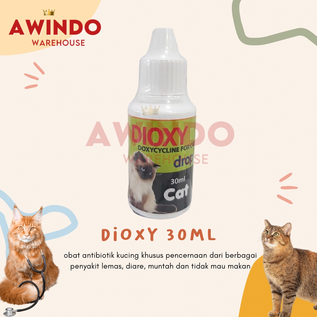 DIOXY 30ML - Obat Antibiotik Pencernaan Kucing Penyakit Lemas Diare Muntah