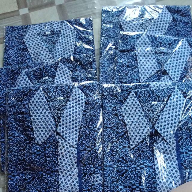 Terbaru.. Hem Eksport Batik Pria Kerja Kantor Slimfit / Baju Cowok Modern Printing Casual Kekinian