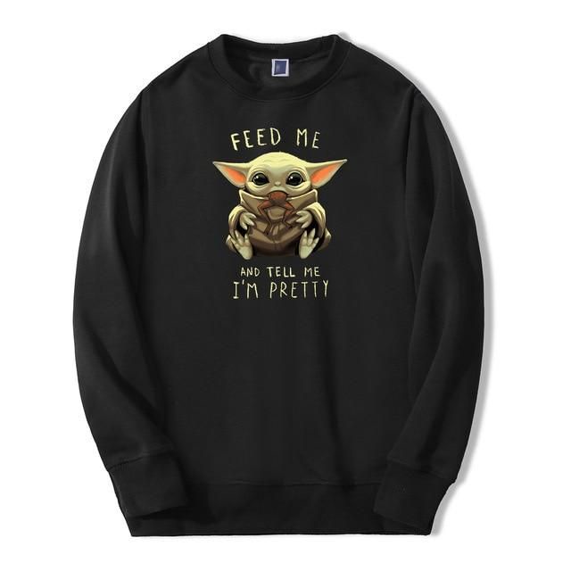 SWEATER UNISEX FEED ME YODA /// CREWNECK CASUAL FLEECE TEBAL HALUS PREMIUM TERBARU''