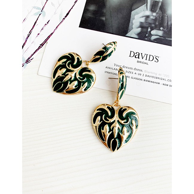 LRC Anting Tusuk Fashion Alloy Drop Oil Pattern Love Stud Earrings D28547