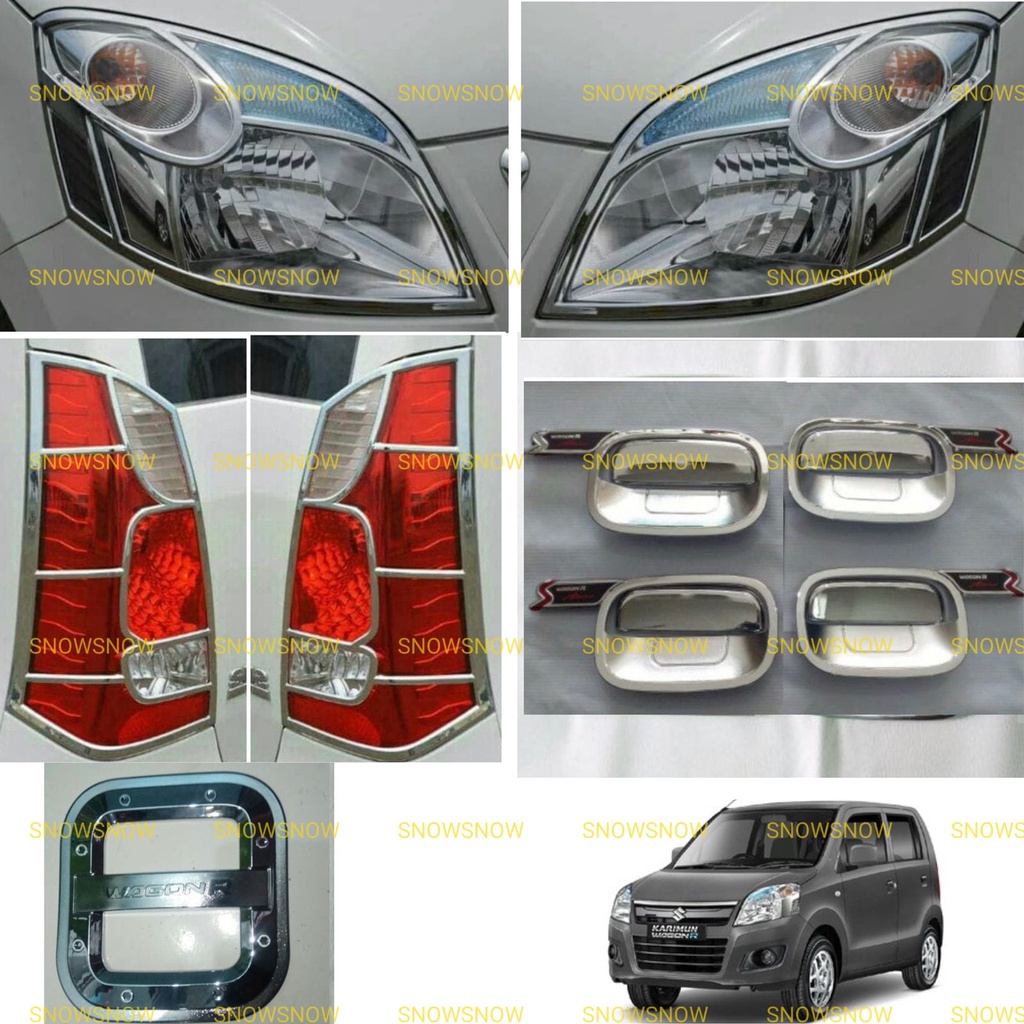Paket Garnish Depan Belakang Outer Handle Tank Cover Suzuki Wagon R Activo Chrome