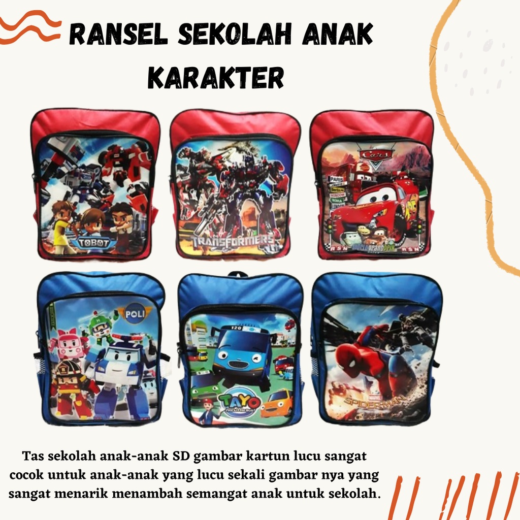 Terlaris! Tas Ransel Sekolah anak PAUD TK Karakter Lucu Banyak Motif