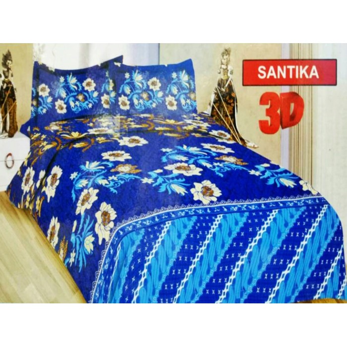 Bonita Murah SPREI BONITA SANTIKA KING 180 NO 1 SEPRAI BATIK BIRU BUNGA PUTIH Limited