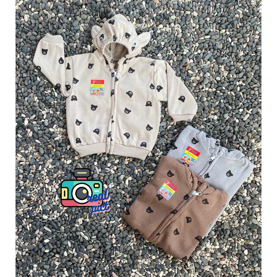 sweater bayi lucu murah ATASAN motif kepala beruang3-18 bulan