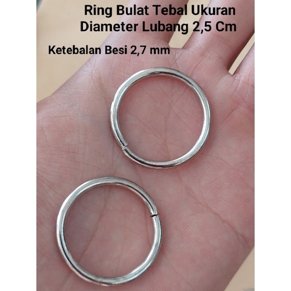 Ring Besi Bulat Ring O Ukuran 2,5 Cm Ketebalan Besi 2,7 mm Warna Nikel isi 12 Pcs