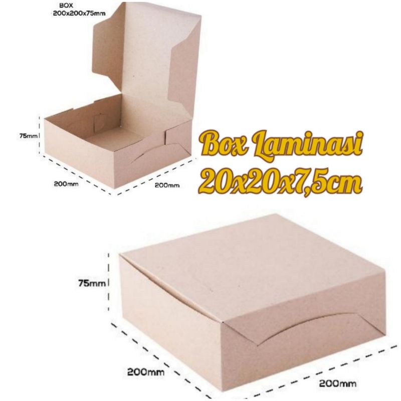 

Box Kraft laminasi 20x20x7,5 kotak makan nasi kue