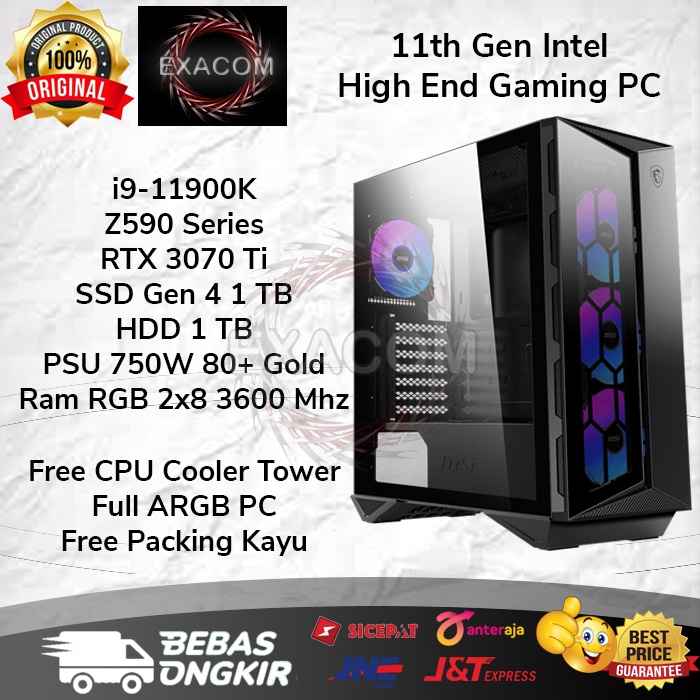 PC Rakitan i9 11900K + RTX 3070 Ti Full ARGB - High End PC Gaming