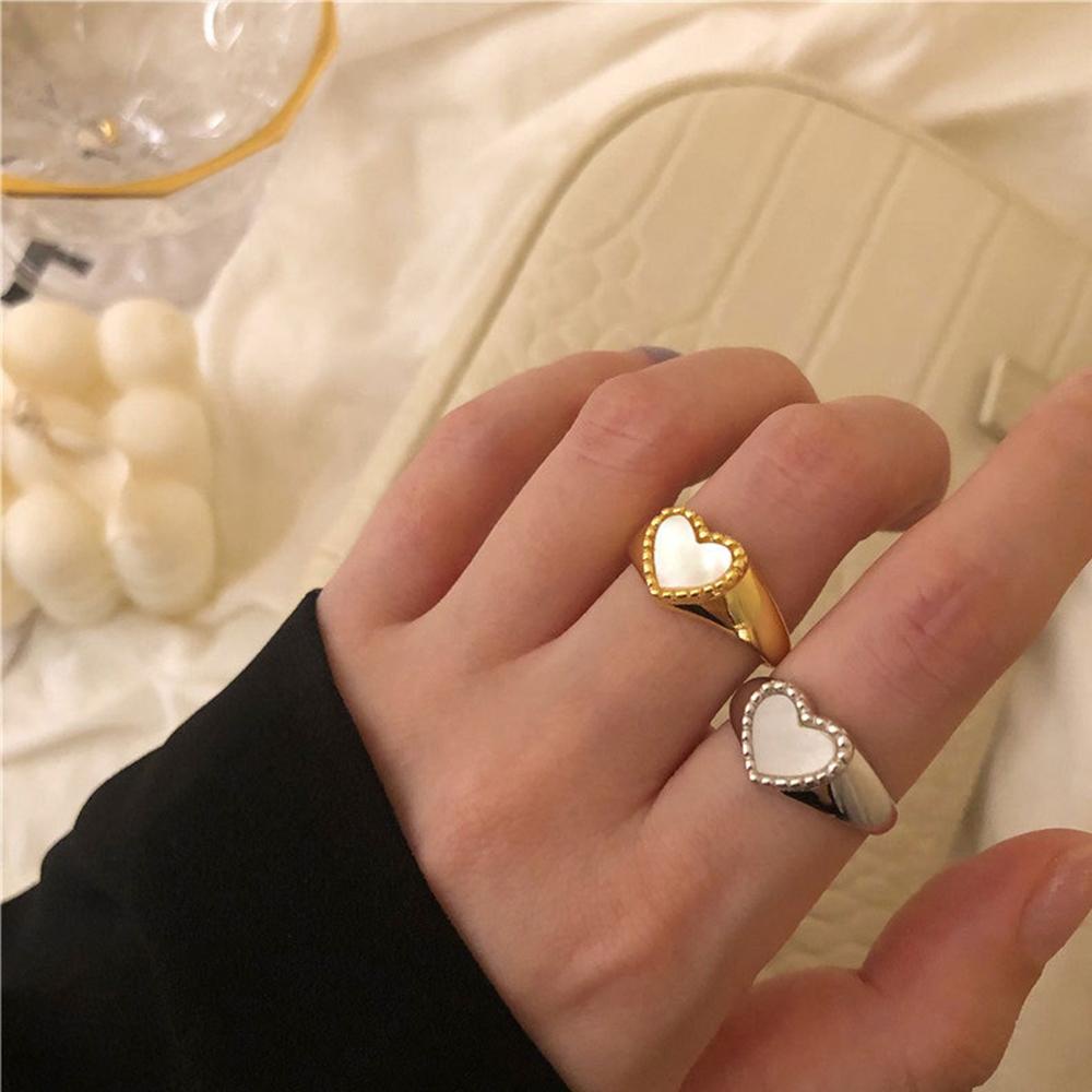 Mxbeauty Jari Cincin Hadiah Pesta Sederhana Cinta Hati Shell Pernikahan Terbuka Ring