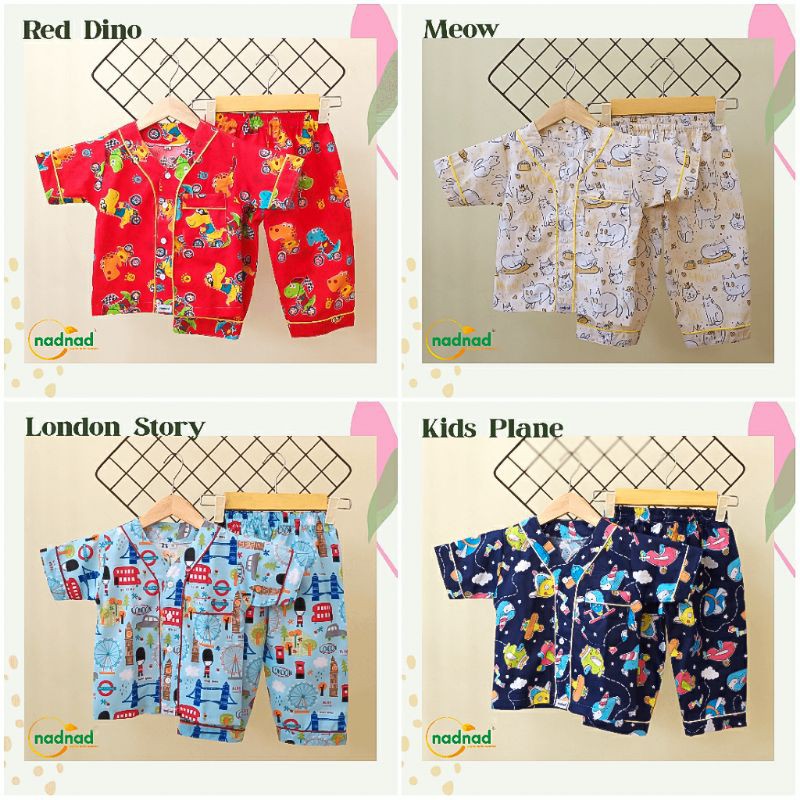 Piyama Anak Baju Tidur Bayi  / Piama Katun Nadnad S M L XL [ Bunda Altaf ]