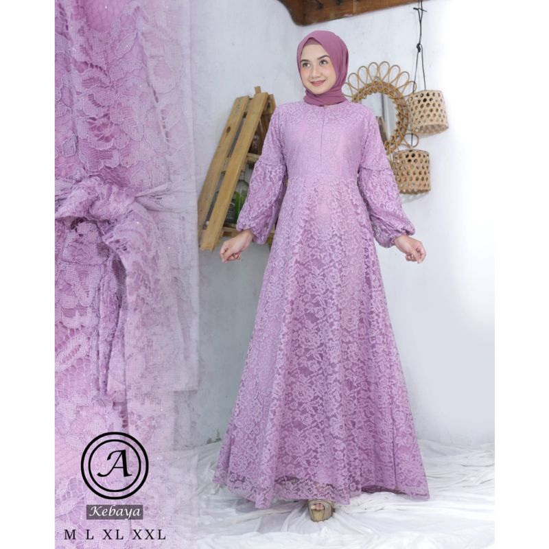 Realpict gamis brukat modern//gamis brukat tangan balon//gamis pesta//gamis kondangan