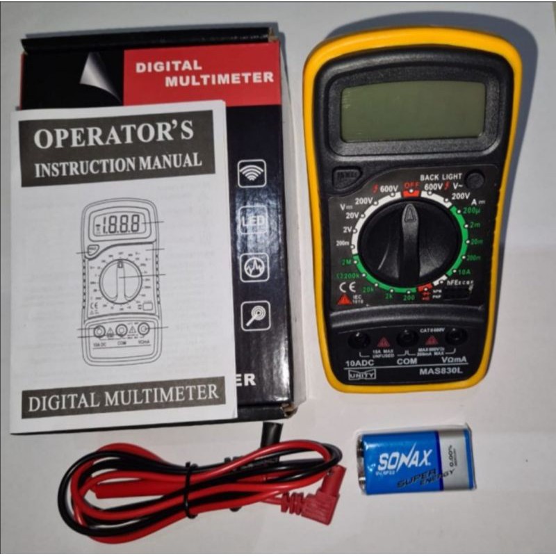 Multitester Multimeter Avometer Digital MAS830L DT-830L Backlit LCD