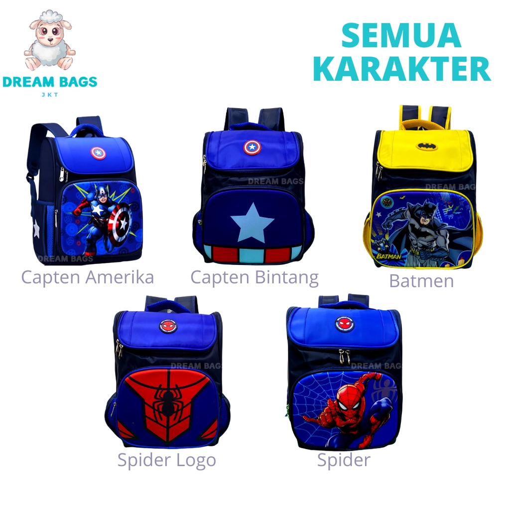 Tas Sekolah Karakter Superhero DB 1002 Size SD Tas Anak Import