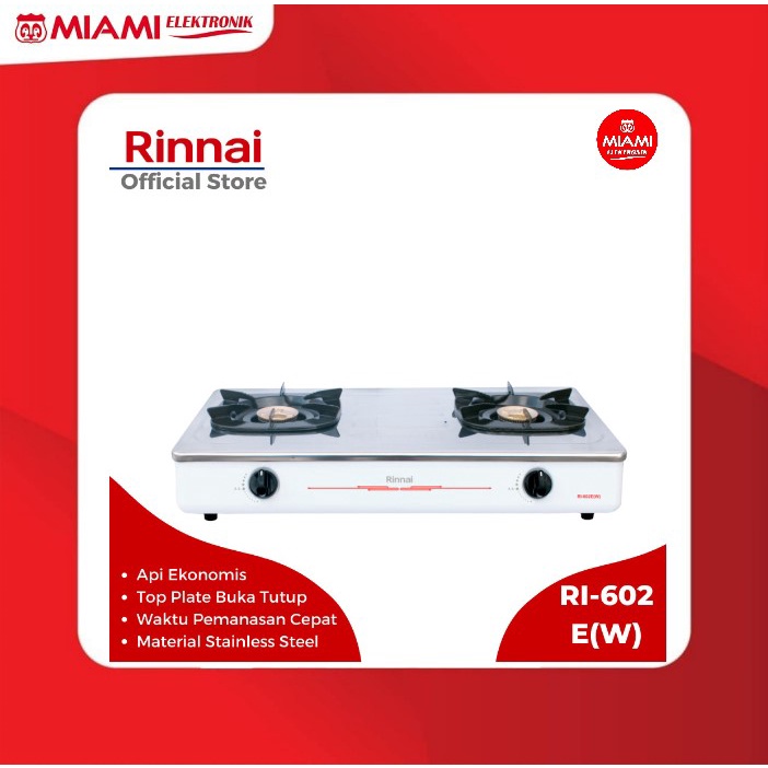 Kompor Gas Rinnai RI602EW RI 602EW White / Gas cooker 2tungku Rinnai