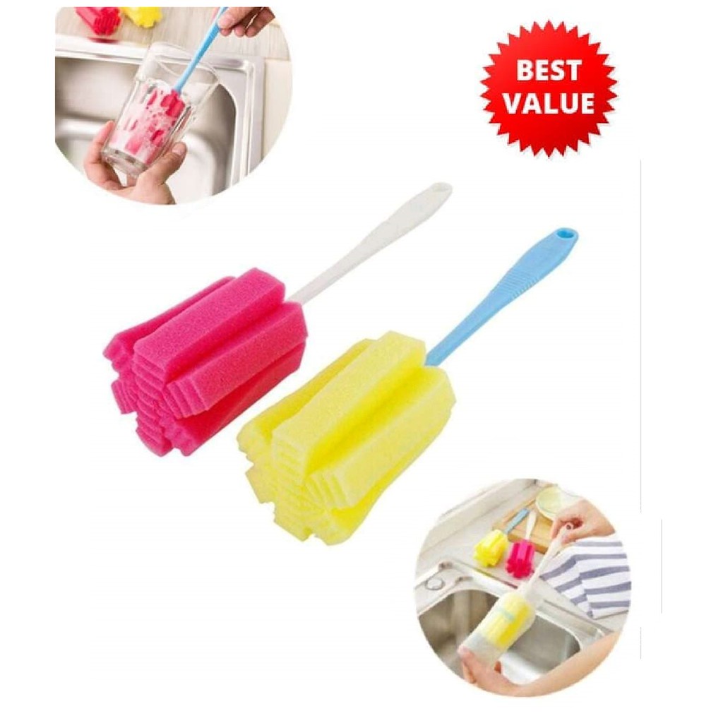 Pembersih Botol Gagang Panjang Alat Pembersih Gelas Tongkat Spon Sponge Pencuci Pembersih Botol