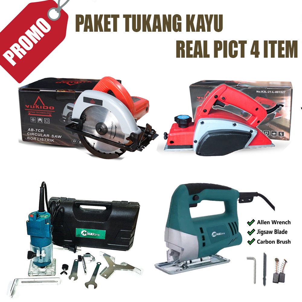 PAKET TUKANG KAYU!!!! Mesin Profil set dengan mata profil + Mesin Serut Kayu Yukido + Mesin Circular Saw + Mesin