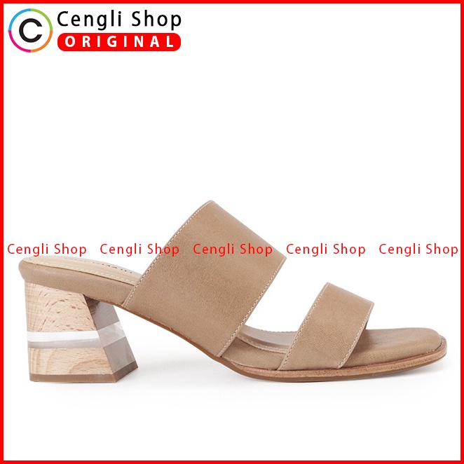 SANDAL HEEL KULIT OBERMAIN HEELS WANITA ORIGINAL BRANDED COKLAT OW22