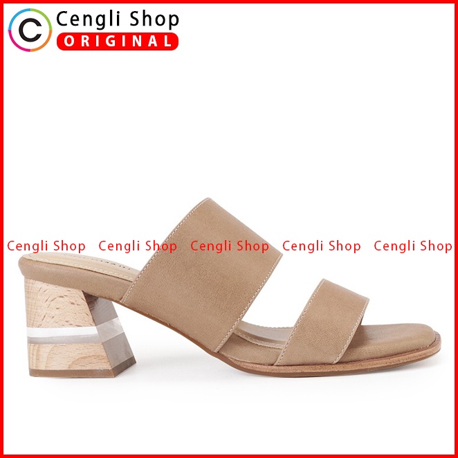 SANDAL HEEL KULIT OBERMAIN HEELS WANITA ORIGINAL BRANDED COKLAT OW22