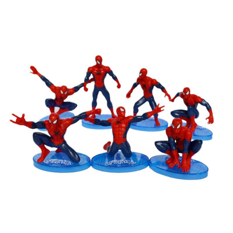 Set 7 pcs Spiderman Action Figure Mainan Anak Laki Pajangan Hiasan Kue