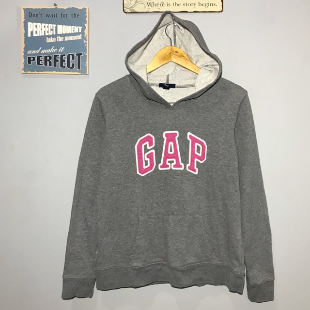 Sweater hoodie gap original gray abu abu pink