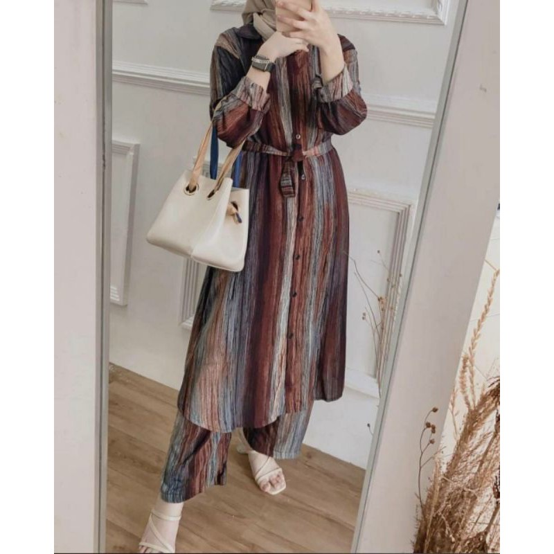 TUNIK SET KAYU SETELAN TUNIK TERBARU KEKINIAN RAYON LILAC A.STORE DIAMORE GROSIR FASHION AYUULYA 123