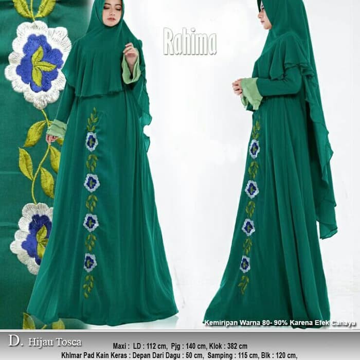 HIJAB 35368 D HIJAU TOSCA RAHIMA MAXI cerruti premium berfuring. KHIMAR