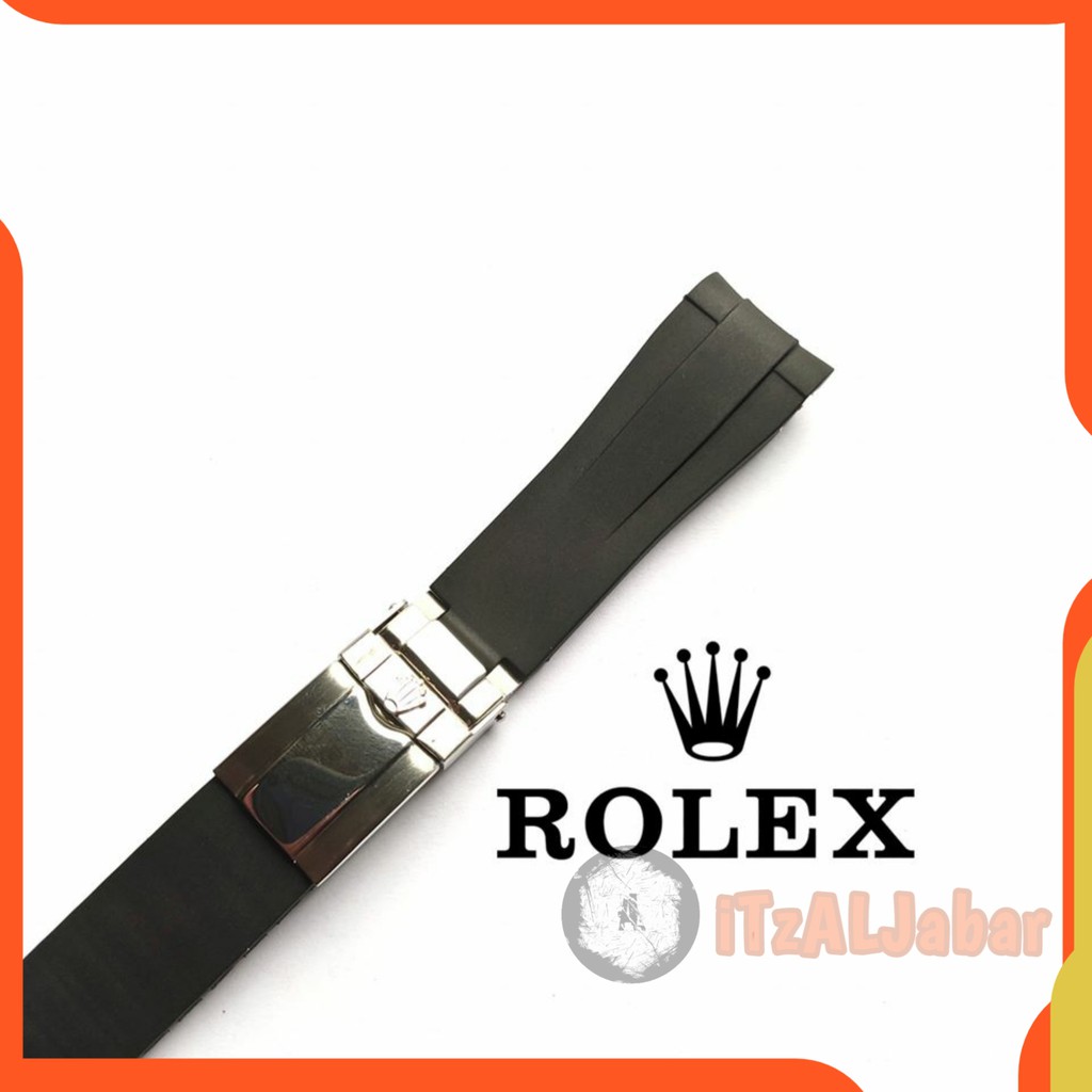 Tali jam tangan Rolex rubber strap 20mm full set Tali jam Rolex 20 mm - Hitam