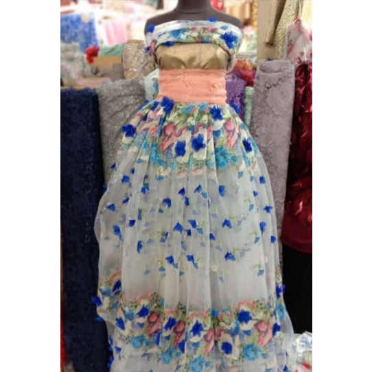 Bahan kain organza 3D terbaru/organza motif 3D multicalor