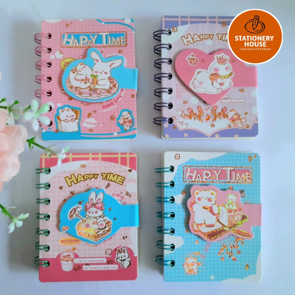 

BUKU CATATAN / Notebook Ring Motif / Jurnal Memo / Buku Catatan Mini / Notes Ring Happy Time